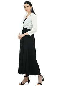 Stylish Black Crepe Solid Dress and Shrug Set For Women-thumb3