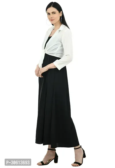 Stylish Black Crepe Solid Dress and Shrug Set For Women-thumb4