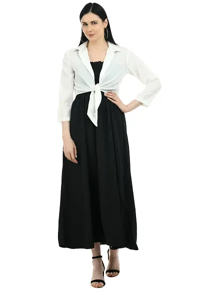 P.C Perry Collection WOM Stylish Ankle Length Long Casual Dress with White Shrug+ADS Kajal Free