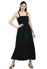 Stylish Black Crepe Solid Dress and Shrug Set For Women-thumb1