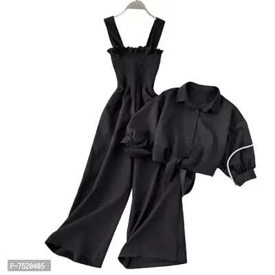 Milkyway women latest design smoked jumpsuit with stylish shrug