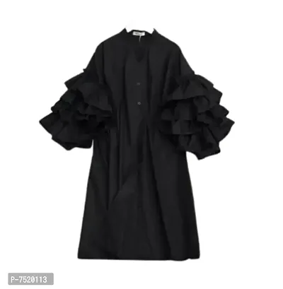 Milkyway Women Stylish and Trendy Button up Ruffled Sleeve Dress