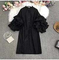 Milkyway Women Stylish and Trendy Button up Ruffled Sleeve Dress-thumb1