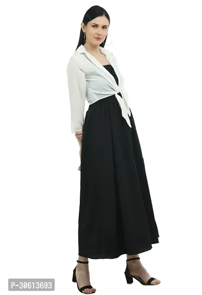 Stylish Black Crepe Solid Dress and Shrug Set For Women-thumb5