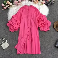 Milkyway Women Stylish and Trendy Button up Ruffled Sleeve Dress-thumb1