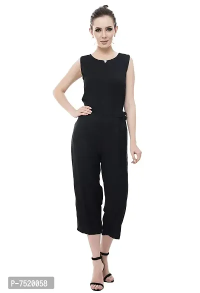 Pkyenterprises Milkyway Trendy Black Rayon Jumpsuit for Girls/Women-thumb0