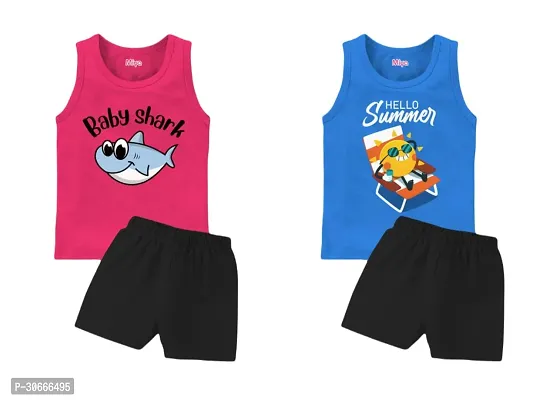 Fabulous Cotton Printed T-Shirts With Shorts For Boys Pack Of 2-thumb0