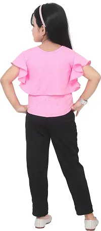 Pink Cotton Blend Embellished Top With Bottom Set For Girls-thumb2