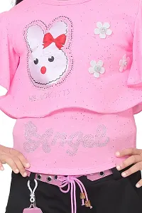 Pink Cotton Blend Embellished Top With Bottom Set For Girls-thumb3