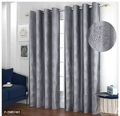Stylish Grey Tissue Solid Door Curtains-thumb0