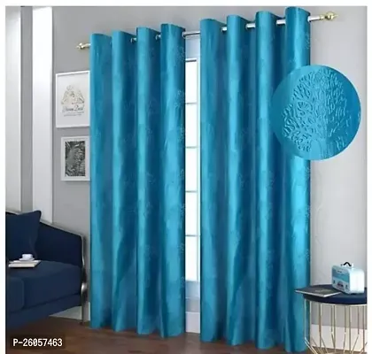Stylish Blue Tissue Solid Door Curtains-thumb0