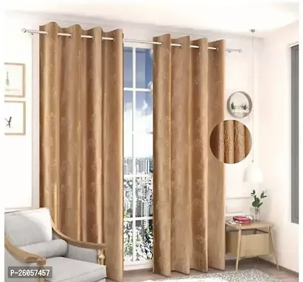 Stylish Beige Tissue Solid Door Curtains-thumb0