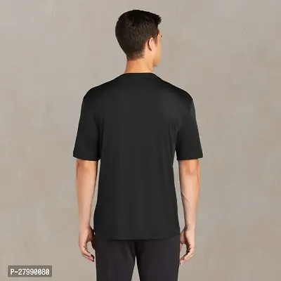 Stylish Black Silk Solid Round Neck  Half Sleeve T-Shirt For Men-thumb2