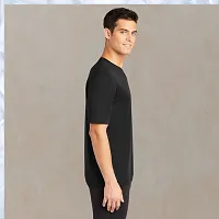 Stylish Black Silk Solid Round Neck  Half Sleeve T-Shirt For Men-thumb2