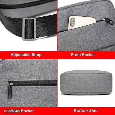 Unisex Grey Fabric Solid Sling Bags-thumb5