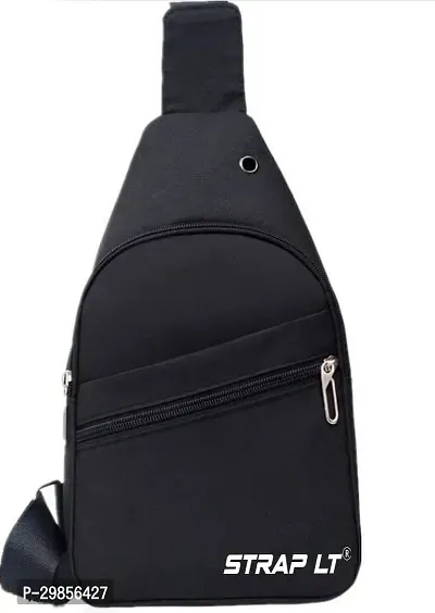 Unisex Black Fabric Solid Sling Bags-thumb2