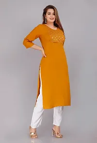 Saloni Fashion Rayon Solid Straight Kurta for Women (Orange Color)-thumb4