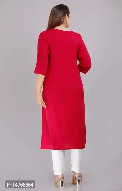 Saloni Fashion Rayon Solid Straight Kurta for Women (Red Color)-thumb2