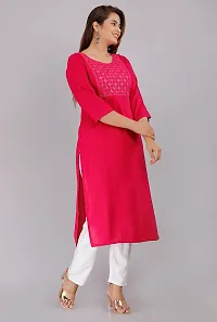 Saloni Fashion Rayon Solid Straight Kurta for Women (Red Color)-thumb3