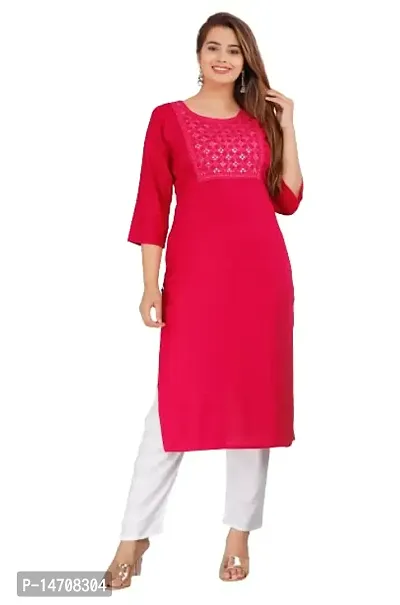 Saloni Fashion Rayon Solid Straight Kurta for Women (Red Color)-thumb0