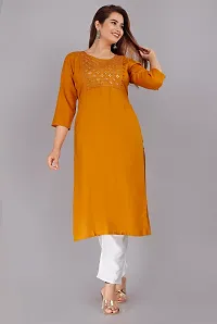 Saloni Fashion Rayon Solid Straight Kurta for Women (Orange Color)-thumb3