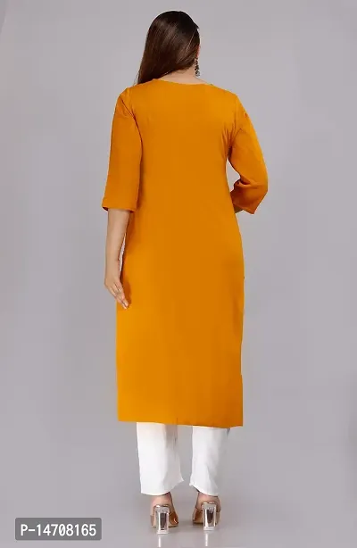 Saloni Fashion Rayon Solid Straight Kurta for Women (Orange Color)-thumb2
