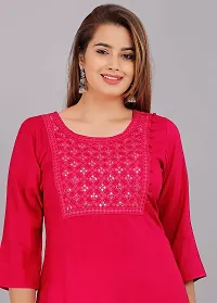 Saloni Fashion Rayon Solid Straight Kurta for Women (Red Color)-thumb2