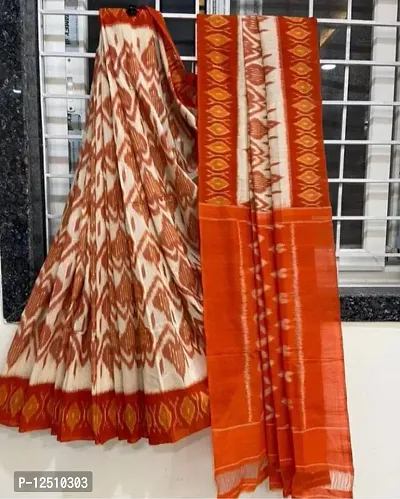 Stylish Pure Linen Digital Print Saree With Beautiful Linen Blouse For Women-thumb0