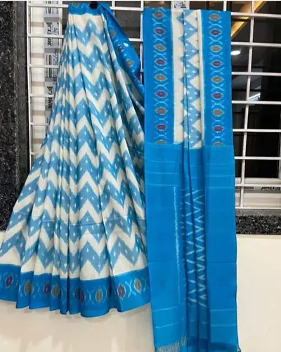 Stylish Pure Linen Digital Print Saree With Beautiful Linen Blouse For Women