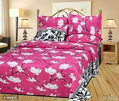 Printed Double Pink Cotton   Bedsheet with 2 Pillow Covers-thumb1