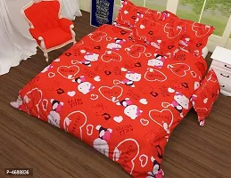 Printed Double Red Cotton   Bedsheet with 2 Pillow Covers-thumb1