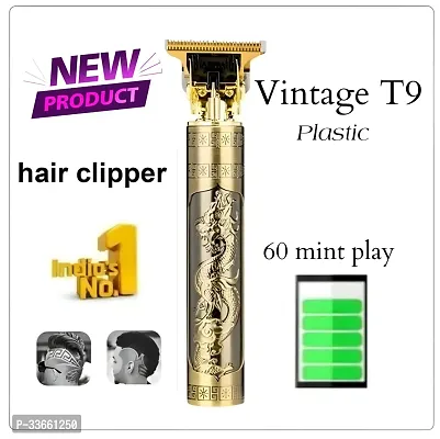 Vintage T9 professional clipper Trimmer for men Trimmer 120 min Runtime Trimmer 120 min Runtime 4 Length Settings  (Gold)-thumb0