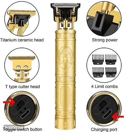 Vintage T9 professional clipper Trimmer for men Trimmer 120 min Runtime Trimmer 120 min Runtime 4 Length Settings  (Gold)-thumb3