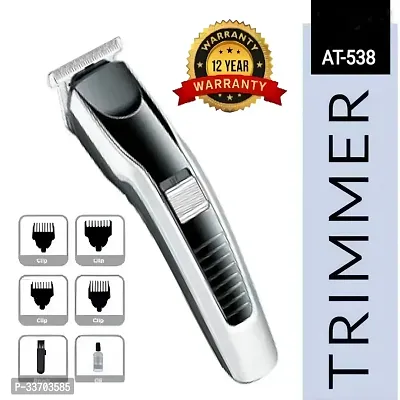 HTC 538 hair trimmer with 5 5min runtime 4 length settings (Silver+Black)