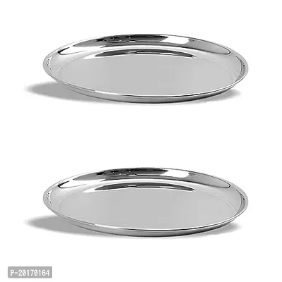 Stainless Steel Dinner Plates, Pack of 2, Model - China Plate, Size - 10 Inch, Weight -0.624 Kg-thumb0