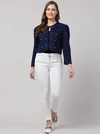 Stylish Blue Cotton Blend  Shrugs For Women-thumb4