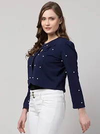 Stylish Blue Cotton Blend  Shrugs For Women-thumb1