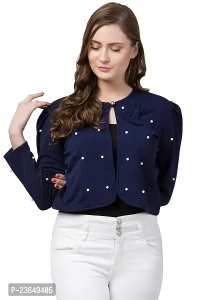 Stylish Blue Cotton Blend  Shrugs For Women-thumb0