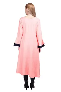 KASHEEDAFAB Women's Casual Rayon Embroidered Asymmtric Kurti With Dhoti Pant(KFS-043_Light Pink_Navy Blue)-thumb4