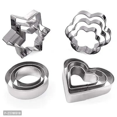 BABA DAYAL Cookie Cutter Stainless Steel Cookie Cutter with 4Shape, 12 Pieces