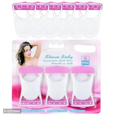 Women's Disposable Plastic Skin Hair Remover Safty Stainless Razor Blade Pack of 6