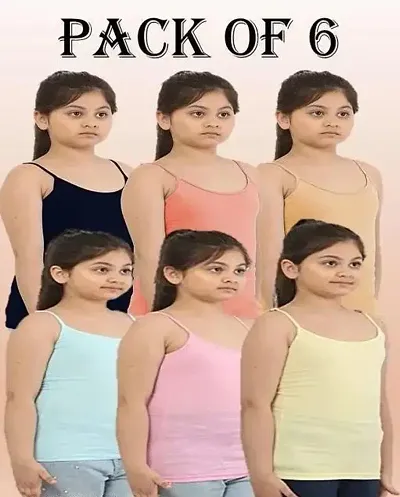 Girls Innerewear pure cotton Dailywear camisole Slips (Pack of 6)