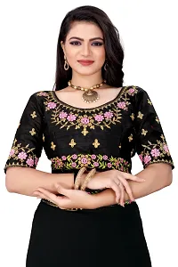 Stylish Georgette Black Embroidered Saree with Blouse piece-thumb3