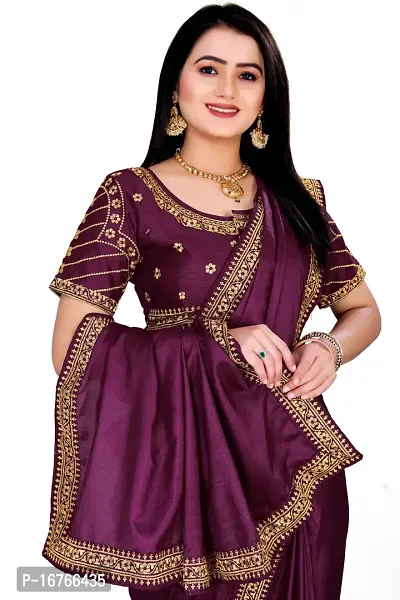 Stylish Art Silk Purple Saree With Blouse piece-thumb2