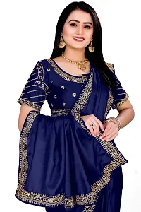 Stylish Art Silk Navy Blue Saree With Blouse piece-thumb1