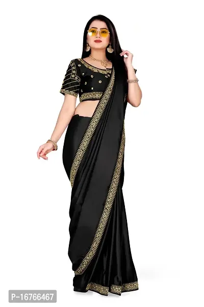 Stylish Art Silk Black Saree With Blouse piece-thumb3