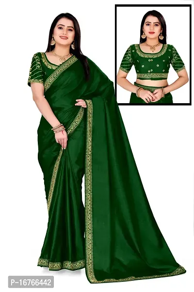 Stylish Art Silk Green Saree With Blouse piece