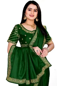 Stylish Art Silk Green Saree With Blouse piece-thumb1