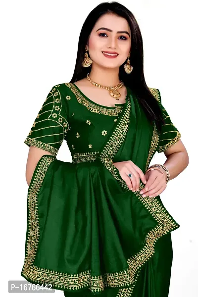 Stylish Art Silk Green Saree With Blouse piece-thumb2