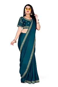 Stylish Art Silk Blue Saree With Blouse piece-thumb2